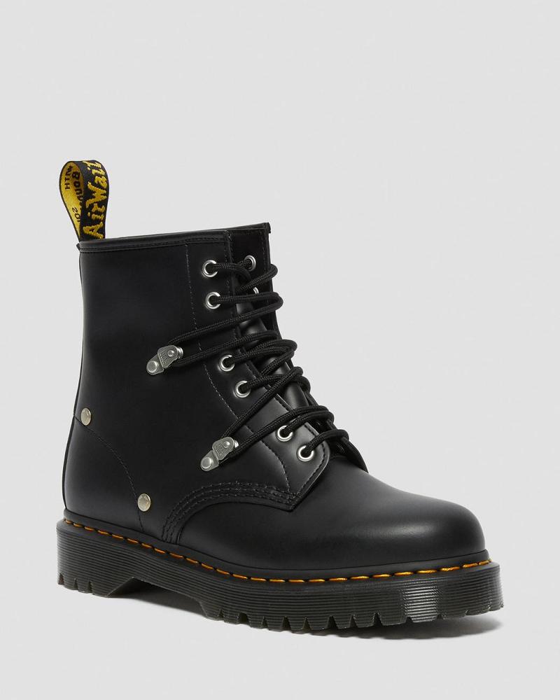 Men\'s Dr Martens 1460 Bex Stud Leather Lace Up Boots Black | AU 503RVD